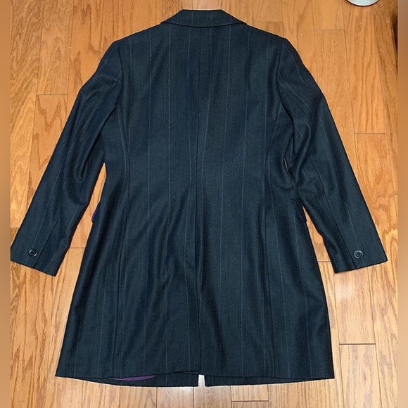Women's 10 Petite Tahari Purple Lined Grey Wool Blend Striped Blazer Coat Top - Picture 13 of 16